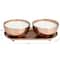12oz. 2-Wick White Wax Tropical Breeze Scented Candle with Copper Container Bowls and Thin Oval Holding Tray Set
